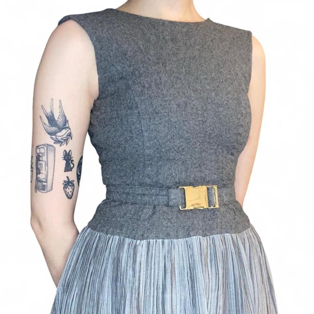 Vintage Korean wool pleated dress